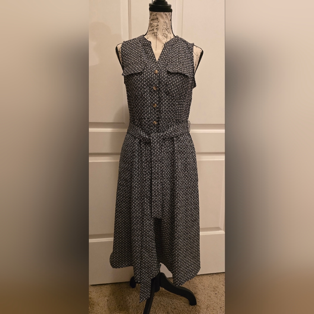 Croft & Barrow Black & White Geometric Maxi Dress Petite XS